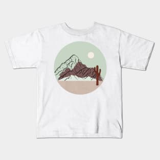 Boho Warm desert landscape Mounted Print Kids T-Shirt